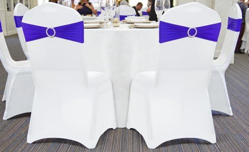 MDS Pack of 25 Spandex Chair Sashes for Wedding Party & Event – Royal Blue - Image 6