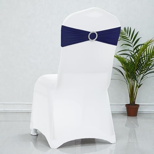 MDS Pack of 200 Spandex Chair Sashes for Wedding Party & Event – Navy Blue - Image 5