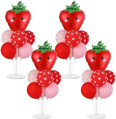 Naozinebi 4 Sets Strawberry Birthday Party Balloons Stand Kit Party Decor by Naozinebi