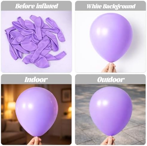 Voircoloria 66pcs Pastel Purple Light Purple Latex Party Balloons, 12inch - Image 3