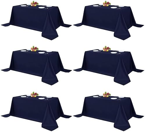Fitable 6 Pack Navy Tablecloths 90x156 Inch for 8 Foot Rectangle Tables by Fitable