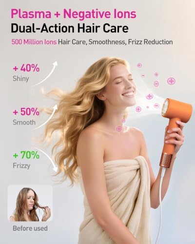 Zibtes High-Speed Hair Dryer with Diffuser, Ionic Blow Dryer (Orange) - Image 2