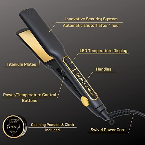 Professional Flat Iron Hair Straightener Plancha De Cabello Professional - Titanium Hair Iron Straightens Frizzy Hair Curls - Sleek Salon Hair Styling Tool - Lizze Supreme 1.5" Pro Straightening Iron - Image 5
