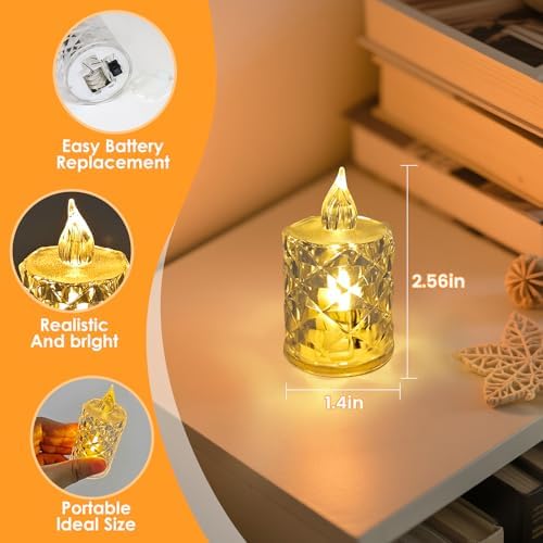 24pcs Flameless Candle Battery Operatted,Crystal LED Fake Tealight,100+Hours Fake Electeic LED Tea Lights for Votive,Centerpiece Table Decorations - Image 5