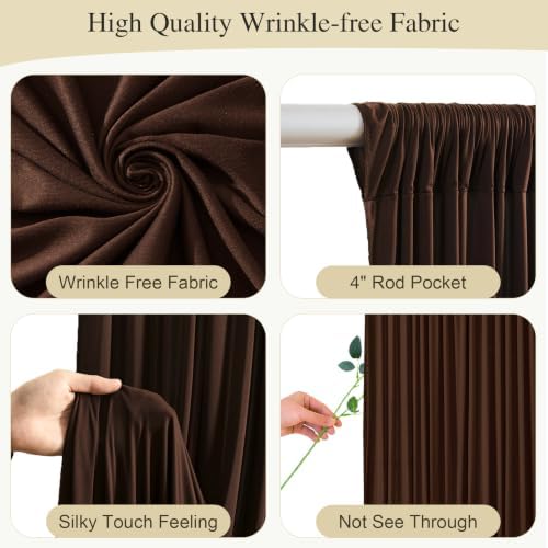Brown Backdrop Curtains with Lights for Parties,20x10FT Wrinkle Free Wedding Photo Backdrop Curatin Drapes Fabric for Baby Shower Birthday Ceremony Reception Home Party Decorations - Image 6