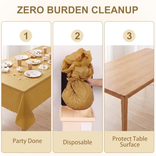 NatNarr 3 Pcs Gold Plastic Tablecloths, Scalloped Rectangle Table Cloths - Image 7