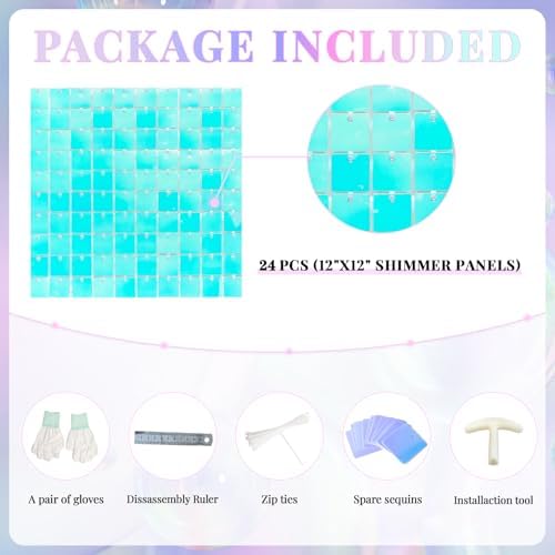 Shimmer Wall Backdrop Blue Wall Panels 24Pcs Square Sequin Shimmer Wall Backdrop Decoration for Birthday Party,Wedding, Anniversary - Image 4