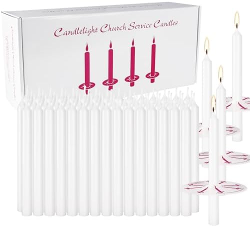 200 Pack 4 Inch White Church Taper Candles with Drip Protectors - Image 6