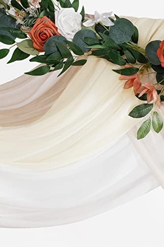 Floroom Wedding Arch Draping Fabric 3 Panels 20Ft Chiffon Fabric Drapes Arbor Drapery Wedding Ceremony Reception Swag Decorations (Nude +Cream +White) - Image 6