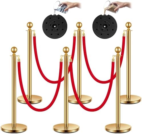 VIVOHOME Gold Stanchions and Velvet Ropes, 5 Feet Ropes and 39 Inch Posts by VIVOHOME