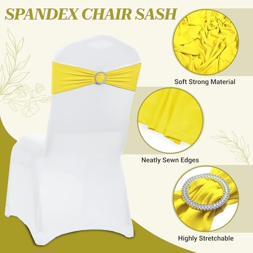 MDS Pack of 125 Spandex Chair Sashes for Wedding Party & Event – Yellow - Image 3