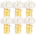 6 Sets Hydrangea Mason Jar Centerpiece with LED Lights for Wedding by Tianxunewtig