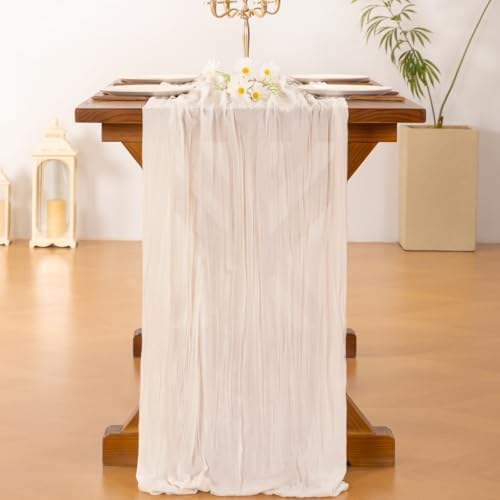 Cheesecloth Table Runner White Fall Boho Wedding Birthday Party Home Decor - Image 4