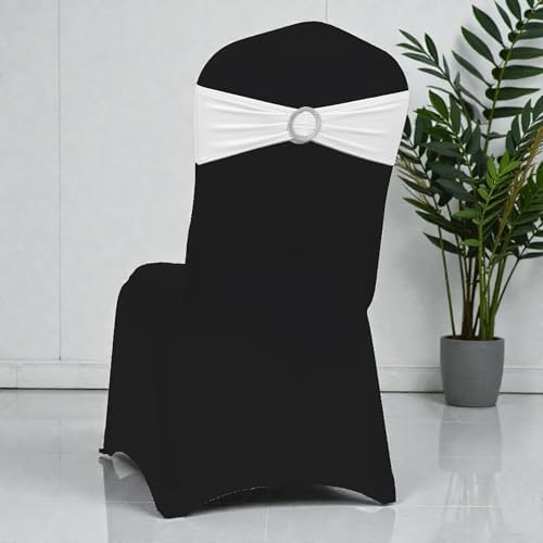 MDS Pack of 75 Spandex Chair Sashes for Wedding Party & Event – White - Image 5