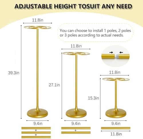 2 Pcs Gold Metal Flower Stands, Adjustable Tall Wedding Table Centerpieces - Image 6