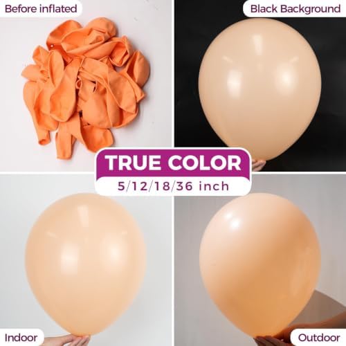 Bezente Pastel Orange Latex Round Helium Party Balloons 100 Pack 12 inch - Image 2