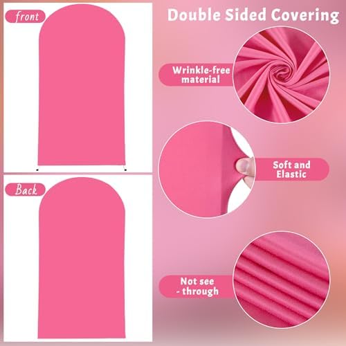 6.6 ft Arch Backdrop Cover Hot Pink - Double-Sided Spandex Arch Covers Stretchy Backdrop for Balloon Arches Birthday Party Baby Shower Banquet Wedding Photo Background - Image 3