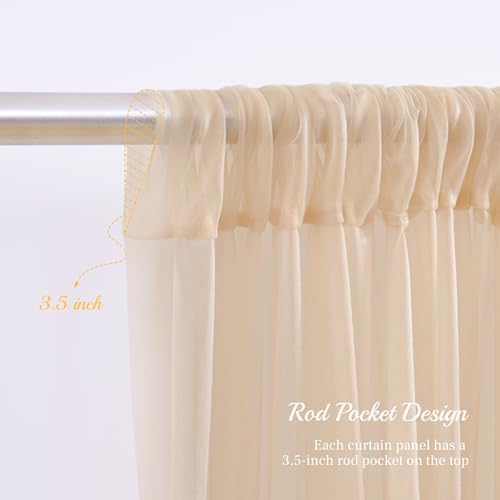 20ft X 10ft Champagne Tulle Backdrop Curtain for Parites, Sheer Backdrop Curtains Fabric Drapes for Wedding Ceremony Arch Party Stage Decorations - Image 5