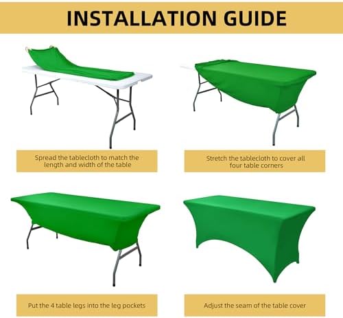 2-Pack 4ft Spandex Table Covers for Rectangular Folding Tables - Wrinkle Resistant Stretch Tight Table Cloths - Ultimate Fitted Table Protector for Parties, Banquet, and Wedding - Image 5