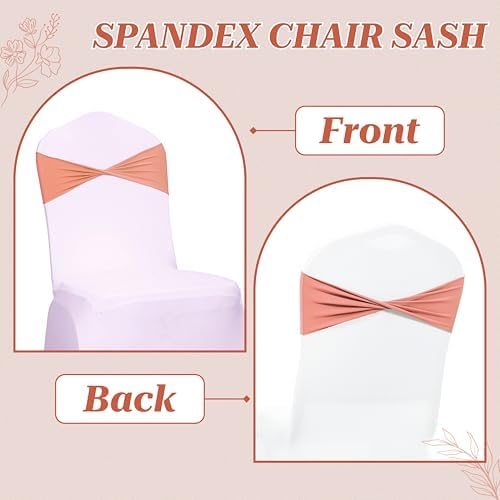MDS Pack of 150 Spandex Chair Sashes Without Slider Buckles – Coral Peach - Image 4