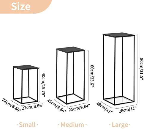 Nuptio Black Vase Plant Stand - 3 Pcs Tall Flower Vases for Wedding Birthday Party Centrepieces - Metal Column Display Table Rack Indoor Corner Flower Stand for Living Room Decor(15.7/23.6/31.5in) - Image 5