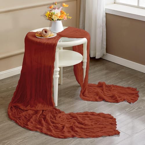 8 Pack Terracotta Cheesecloth Table Runner 21x120 Inch Boho Gauze 10FT Long - Image 6