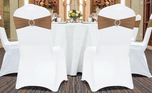 MDS Pack of 150 Spandex Chair Sashes for Wedding Party & Event – Mocha - Image 6