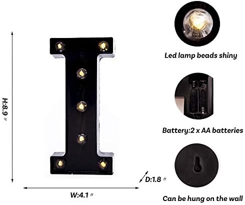 Foaky Black LED Marquee Number Lights Sign Light Up Marquee Number Lights Sign for Night Light Wedding Birthday Party Battery Powered Christmas Lamp Home Bar Decoration - Image 3