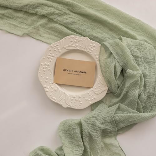 10Pcs Sage Green Cheesecloth Table Runner 120 Inches for Party Home Decor - Image 2