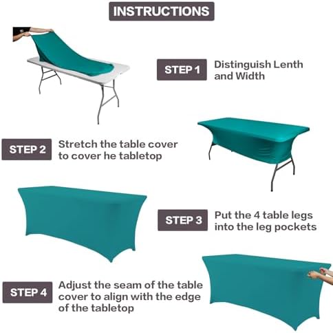 IVAPUPU 6FT Table Cloth for Rectangular Spandex Lake Blue Table Cover - Image 4
