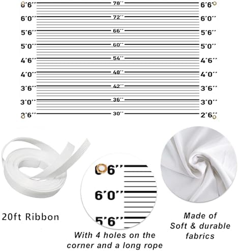 Mugshot Backdrop for Party Decorations, 7x5ft Police Lineup Banner Suspect Height Background, Funny Crime Scene Party Background for Adults Birthday, Halloween, Cosplay, Jail Theme - Image 4
