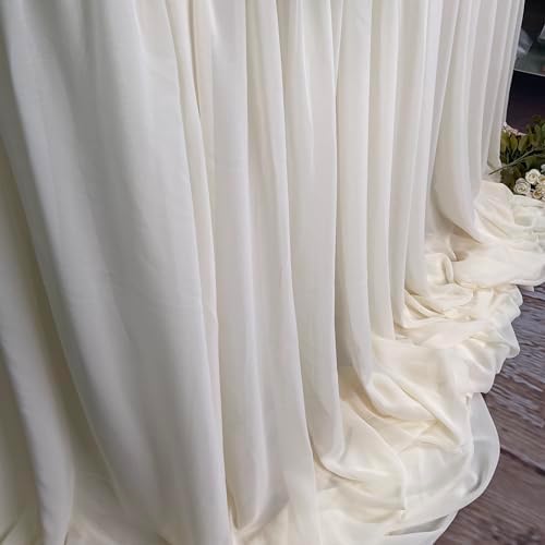 Pooling and Floating Chiffon Table Skirt with extra length, 6FT 9FT 14FT Sheer Tablecloth, Baby Shower, Birthdays Party, Main Cake Table Decoration, Wdding Table Skirt (Ivory, 6FT) - Image 6