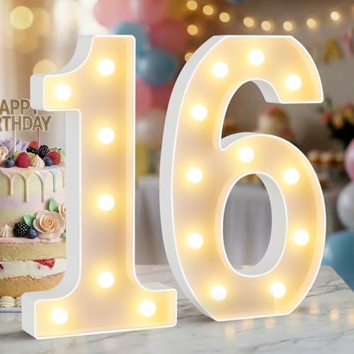 12.6 Inch Marquee Light Up Numbers 16 for Party Decorations by NANXU