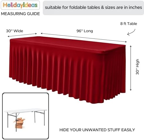 2 Pack Red Tablecloths Spandex Table Covers 6ft for Christmas Decor - Image 5