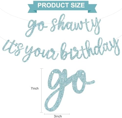 BEISHIDA Light Blue Pre-Strung Go Shawty It's Your Birthday Banner Decor - Image 2