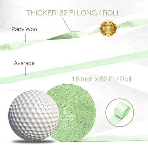 PartyWoo Crepe Paper Streamers 4 Rolls 328ft, Pack of Pearl Green Party Streamers, Crepe Paper for Birthday & Baby Shower Decorations (1.8 in x 82 Ft/Roll) - Image 3
