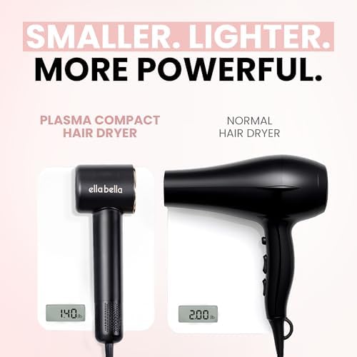 ELLA BELLA® Compact Plasma Hair Dryer, Digital Display, Rapid Drying, Quiet - Image 5