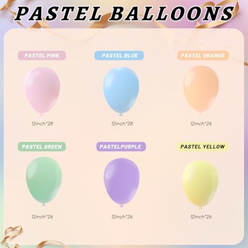160 Pack Pastel Balloons 12 Inch Pastel Rainbow Multicolor Macaron Balloons for Party Baby Shower Gender Reveal Easter Decorations - Image 2