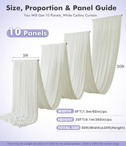 50ftx30ft Ivory Ceiling Drapes for Wedding Parties - Image 4