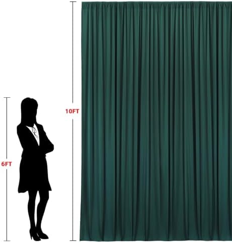 10x10ft Wrinkle Free Hunter Green Backdrop Curtain for Parties Soft Fabric Drapes Wedding Dark Green Curtain Backdrop for Birthday Party Decorations Background for Photography 5x10ft,2 Panels - Image 6