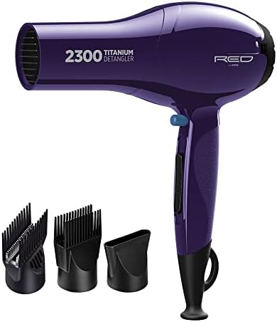 RED by Kiss Titanium 2300 Detangler Hair Dryer – Double Comb Layer Technology, 4X Faster Straightening, High Heat Resistant, Better Heat Distribution, 3 Bonus Titanium Detangler Piks, All Hair Types by REDbyKISS