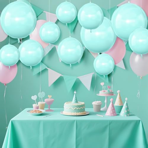 12PCS Teal Blue Round Foil Balloons 22" 15" 10" Large Balloons - Image 5
