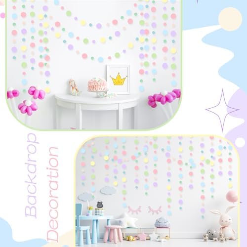 Outus 10 Pieces Dot Garland Banner Hanging, Pastel - Image 5