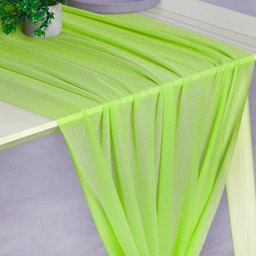 Pack of 10 Chiffon Table Runners 29 x 120 Inch, 14FT Long - Parrot Green - Image 2