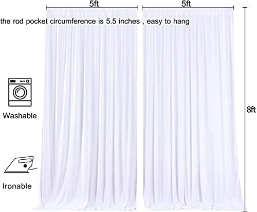 Wrinkle Free White Backdrop Curtain for Parties, Polyester Photo Backdrop Drapes for Weddings Birthday Photography Background Parties Baby Shower, 10ft x 8ft - Image 6