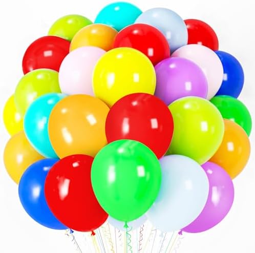 Voircoloria 66pcs Assorted Color Rainbow Latex Party Balloons, 12inch by Voircoloria