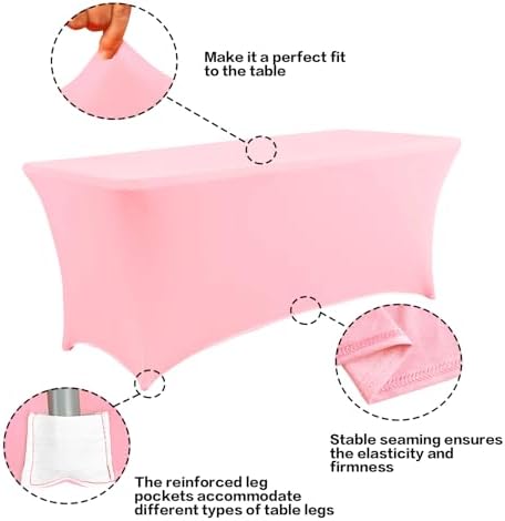 IVAPUPU 8FT Table Cloth for Rectangular Spandex Light Pink Table Cover - Image 2