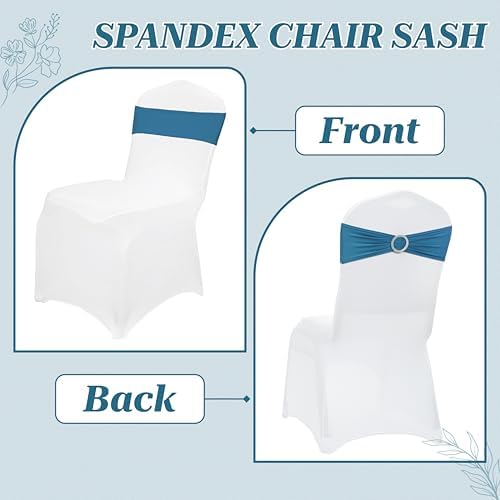 MDS Pack of 25 Spandex Chair Sashes for Wedding Party & Event – Dark Teal - Image 4