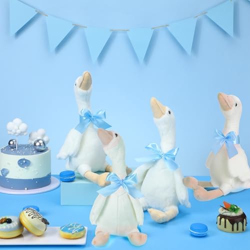 Chunful 6 Set Blue One Silly Goose 1st Birthday Decoration 11.8 Inch Soft Goose Stuffed Animal Baby Shower Centerpieces Swan Stuffed Animal with Balloon Table Decor for Wedding Gift Party Favor - Image 2