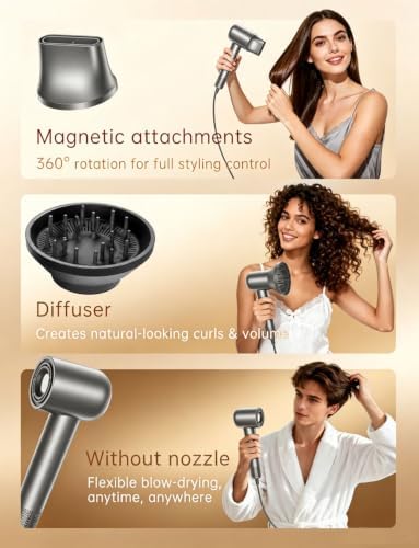 Ionic High Speed Hair Dryer, 160K RPM Blow Dryer with Diffuser & Wall Mount - Image 4